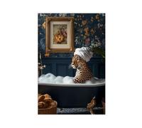 BKNSLJH Maximalist Leopard Print with Bubble Bath Bold Fun Animal Print, Vintage Canvas Poster Bedroom Decor Landscape Office Room Decor Gift 20x30inch(50x75cm)