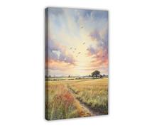 BKNSLJH Morning Print in The Countryside Dawn over The Countryside, Morning Sun, English Canvas Poster Wall Art Decor Print Picture Paintings Decoration 20x30inch(50x75cm)