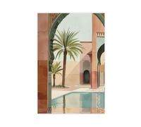 BKNSLJH Moroccan Palm Tree by The Pool Art Print Canvas Poster Wall Art Decor Print Picture Paintings Decoration 12x18inch(30x45cm)