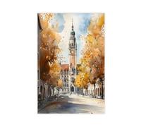 BKNSLJH Munich Germany Watercolor Print_ European Travel Poster Canvas Poster Bedroom Decor Landscape Office Room Decor Gift 12x18inch(30x45cm)