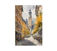 BKNSLJH Munich Watercolor Painting_ Germany City Street Art Travel Poster Canvas Poster Wall Art Decor Print Picture Paintings Decoration 20x30inch(50x75cm)