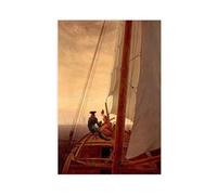 BKNSLJH On A Sailing Ship - Caspar David Friedrich Reproduction Print, Retro Illustration Canvas Poster Bedroom Decor Landscape Office Room Decor Gift 08x12inch(20x30cm)