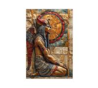 BKNSLJH Pharaoh Akhenaten Portrait Art Print, Ancient Egyptian Sun Disk Aten Painting Canvas Poster Bedroom Decor Landscape Office Room Decor Gift 24x36inch(60x90cm)
