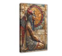 BKNSLJH Pharaoh Akhenaten Portrait Art Print, Ancient Egyptian Sun Disk Aten Painting Canvas Poster Wall Art Decor Print Picture Paintings Decoration 20x30inch(50x75cm)