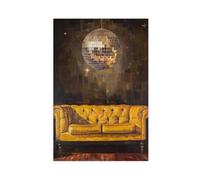 BKNSLJH Retro Disco Ball Above The Sofa Art Print Disco Glamour from The 70s, Vintage Retro Sofa Canvas Poster Bedroom Decor Landscape Office Room Decor Gift 16x24inch(40x60cm)