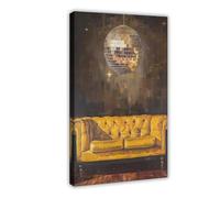 BKNSLJH Retro Disco Ball Above The Sofa Art Print Disco Glamour from The 70s, Vintage Retro Sofa Canvas Poster Wall Art Decor Print Picture Paintings Decoration 12x18inch(30x45cm)