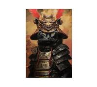 BKNSLJH Samurai Armor Warrior Cat Canvas Poster Bedroom Decor Landscape Decor Gift 12x18inch(30x45cm)