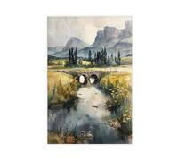 BKNSLJH The Kelpies Watercolor Painting_ Scottish Landscape Art Print Canvas Poster Bedroom Decor Landscape Office Room Decor Gift 16x24inch(40x60cm)