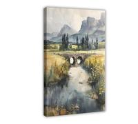 BKNSLJH The Kelpies Watercolor Painting_ Scottish Landscape Art Print Canvas Poster Wall Art Decor Print Picture Paintings Decoration 24x36inch(60x90cm)