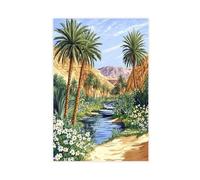 BKNSLJH Tozeur Oasis Art Print, Lush Date Palms And Desert Landscape Canvas Poster Bedroom Decor Landscape Office Room Decor Gift 20x30inch(50x75cm)