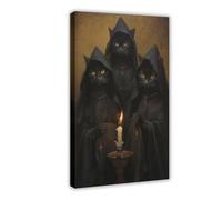 BKNSLJH Vintage Black Cat Coven Digital Printable Art Print DIGITAL PRINT Nostalgic Dark Canvas Poster Bedroom Decor Landscape Office Room Decor Gift 24x36inch(60x90cm)