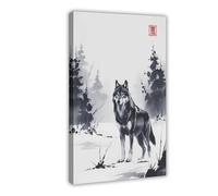 BKNSLJH Winter Wolf Canvas Poster Bedroom Decor Landscape Decor Gift 24x36inch(60x90cm)