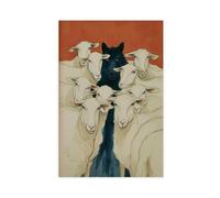 BKNSLJH Wolf Among Sheep Canvas Poster Bedroom Decor Landscape Decor Gift 08x12inch(20x30cm)