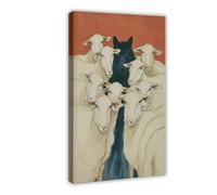 BKNSLJH Wolf Among Sheep Canvas Poster Bedroom Decor Landscape Decor Gift 12x18inch(30x45cm)