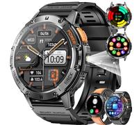 BKOHJAJI Smart Watch for Men 530mAh Battery/1.43″ AMOLED Display Fitness Watch with LED Flashlight/Bluetooth Call/IP68 Waterproof Smart Watch, 123+ Sports Modes, Heart Rate Monitor for Android & iOS