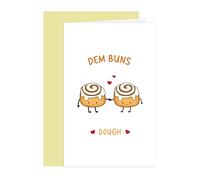 BKOQF Cute Buns Butt Card, Cinnamon Rolls Foodie Pun Card, Anniversary Card, Valentine's Day Gift Idea, Dem Buns Dough Theme Card