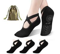 BKP Yoga Socks-Barefoot Non-slip Grip Socks For Women,Suitable For Pilates,Ballet,Plasticity,Dance,Home,Training, 3pairs-(3black), M