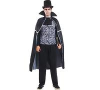 BKPAPTXY Adult Halloween Vampire Costume Women Mens Vampire Long Sleeve Cape Cosplay Outfits Halloween Fancy Dress (Baron Vampire, One Size)