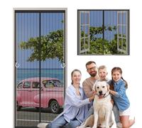 BKPH Customized Magnetic Fly Screens for Window, Fly Screen Curtain, Self-Adhesive Mesh Window Curtains, Anti Mosquito Net for All Windows, Shuts Automatically