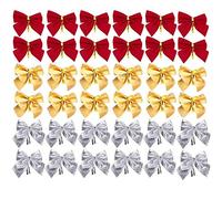 Bkrdty Christmas Bow 36 pieces Festival Bow Decorations Silver Red Gold Xmas Bowknot Decoration Ornaments for Christmas Wreaths Tree Hanging Decoration Presents Wrapping Craft Supplies