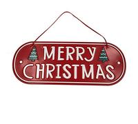 Bkrdty Christmas Hanging Sign Iron Xmas Door Sign Decorative MERRY CHRISTMAS Hanging Board for Christmas Tree Door Wall Ornament Decoration 30 * 24cm
