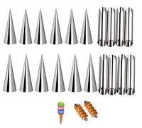 Bkrdty Cream Horn Molds 20 pieces Cone Tubular Shaped Mold Stainless Steel Cannoli Tubes for Croissant Baking Forms Mould
