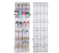 Bkrdty mhsnd Over Door Shoes Storage 24 Pockets Hanging Shoes Bag Non-Woven Fabric Mesh Visible Foldable Storage Organizers with Hooks for Shoes Socks Toys Beauty Accessories