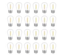 Bkrtura 24-Pack S14 Garden LED String Lights Bulb, 1W Waterproof Outdoor Bulbs, Warm White 2200K Decorative Hanging Light Bulbs Replacement, for Wedding Party Patio Yard Christmas