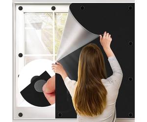 BKSAI Magnetic Blackout Blinds Window for Bedroom Traceless Removable, 100x145cm Any Shape and Size, No drilling 12 Magnets, Portable Black Out Blinds Curtains Blackout Material Cover