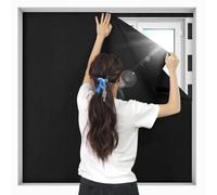 BKSAI No Drill Blackout Blind, Portable Blackout Blinds Stick on for Windows Fits Any Size Shape, Upgraded Blackout Material Cover, Blackout Curtains for Bedroom Baby’s Room (Black, 130x150cm)