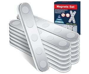 BKSAI Unbreakable Strong Magnet, Self-Adhesive Neodymium Bar Magnets, Powerful Permanent Rare Earth Sticky Magnets for School Office Home Kitchen DIY Tool Room Fixing Kit (N40-12PCS)