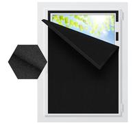 BKSAI Upgrade Blackout Blind, Wrinkle-Free Linen Material | No Plastic Feel | Complete Darkness | Heat & Cold Resistant | Stick on for Windows with Strong Hook & Loop Tape | No Drill | Cut to Size