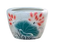 BKSK Fish Tabk Ceramic Fish Tank Water Tank Old-fashioned Large Water Tank Courtyard Fish Breeding Balcony Outdoor Ceramic Large Fish Tank Cool Fish Tank(Size:M)