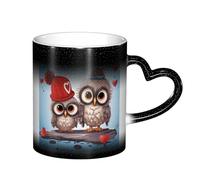 BKTRAVERPT 3D Pattern, Cute Owl, Color Changing Mug in The Sky â€“ 11 Oz Ceramic Coffee Cups, Heat Sensitive Magic Coffee Cup with Cute Heart Handle, Gift Boxed Packaging