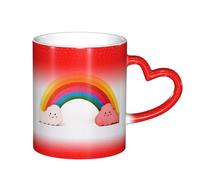 BKTRAVERPT 3D Pattern, Small Rainbow, Color Changing Mug in The Sky â€“ 11 Oz Ceramic Coffee Cups, Heat Sensitive Magic Coffee Cup with Cute Heart Handle, Gift Boxed Packaging