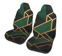 BKTRAVERPT Black And Gold Geometric Car Seat Covers Front, Universal Set Of 2 Car Seat Protectors, Soft & Comfortable Auto Accessories Fit Most Cars, Suv, Trucks