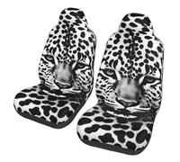 BKTRAVERPT Black And White Leopard Print Car Seat Covers Front, Universal Set Of 2 Car Seat Protectors, Soft & Comfortable Auto Accessories Fit Most Cars, Suv, Trucks