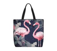 BKTRAVERPT Cute Pink Flamingo And Leaves Tote Bags – Reusable Shopping Bag Handbags For Women, Large Capacity, Durability Lightweight, Casual Shoulder Bag For Everyday Use