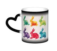 BKTRAVERPT Cute Rainbow Rabbit Coffee Mugs – Color Changing Heat Sensitive Ceramic Mug in The Sky, 11 Oz Ceramic Coffee Tea Cup, Personalized Mug, Best in The Home Kitchen and Office