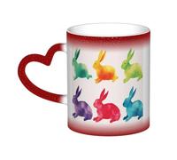 BKTRAVERPT Cute Rainbow Rabbit Coffee Mugs – Color Changing Heat Sensitive Ceramic Mug in The Sky, 11 Oz Ceramic Coffee Tea Cup, Personalized Mug, Best in The Home Kitchen and Office