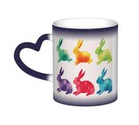 BKTRAVERPT Cute Rainbow Rabbit Coffee Mugs â€“ Color Changing Heat Sensitive Ceramic Mug in The Sky, 11 Oz Ceramic Coffee Tea Cup, Personalized Mug, Best in The Home Kitchen and Office