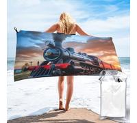 BKTRAVERPT Cute Steam Train Microfiber Beach Towel - Soft, Quick Dry, Super Absorbent Large Bath Towels For Swimming, Travel, Gym, Yoga. Women Men 80Ã-160 Cm