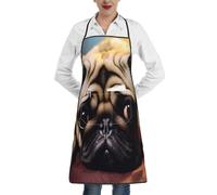 BKTRAVERPT Fashion Cry Pug Apron - Waterproof Adjustable Large Bib Aprons With Pockets For Women & Men, Cooking Kitchen Apron For Chef, Bbq, Baking, Waitress, Restaurant, Coffee House