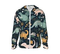BKTRAVERPT Fashion Cute Dinosaur Sun Protection Hoodie T-Shirt Long Sleeve,Adult Upf 50+ Sun Shirt,Lightweight Breathable,Women'S Men'S Hooded Sun Protection Zipper With Pockets