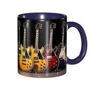 BKTRAVERPT Funny Electric Guitar Coffee Mug - 11oz Two Tone Color Ceramic Cup with 3D Pattern | Cute Gifts for Men, Women, Office, Work