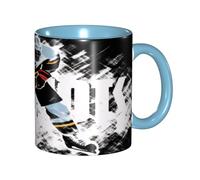 BKTRAVERPT Funny Hockey Coffee Mug - 11oz Two Tone Color Ceramic Cup with 3D Pattern | Cute Gifts for Men, Women, Office, Work
