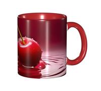 BKTRAVERPT Funny Red Cherries Coffee Mug - 11oz Two Tone Color Ceramic Cup with 3D Pattern | Cute Gifts for Men, Women, Office, Work