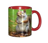 BKTRAVERPT Funny Squirrel Coffee Mug - 11oz Two Tone Color Ceramic Cup with 3D Pattern | Cute Gifts for Men, Women, Office, Work