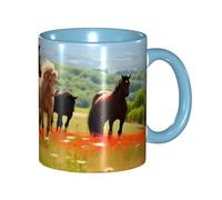 BKTRAVERPT Funny Various Kinds of Horses Coffee Mug - 11oz Two Tone Color Ceramic Cup with 3D Pattern | Cute Gifts for Men, Women, Office, Work