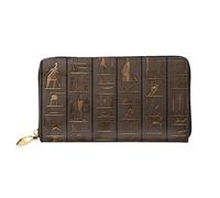 BKTRAVERPT Long Leather Wallet Purse Ancient Egyptian Hieroglyph with Zipper - Stylish Credit Card Organizer, Clutch Bag for Women & Men, Phone Wallet